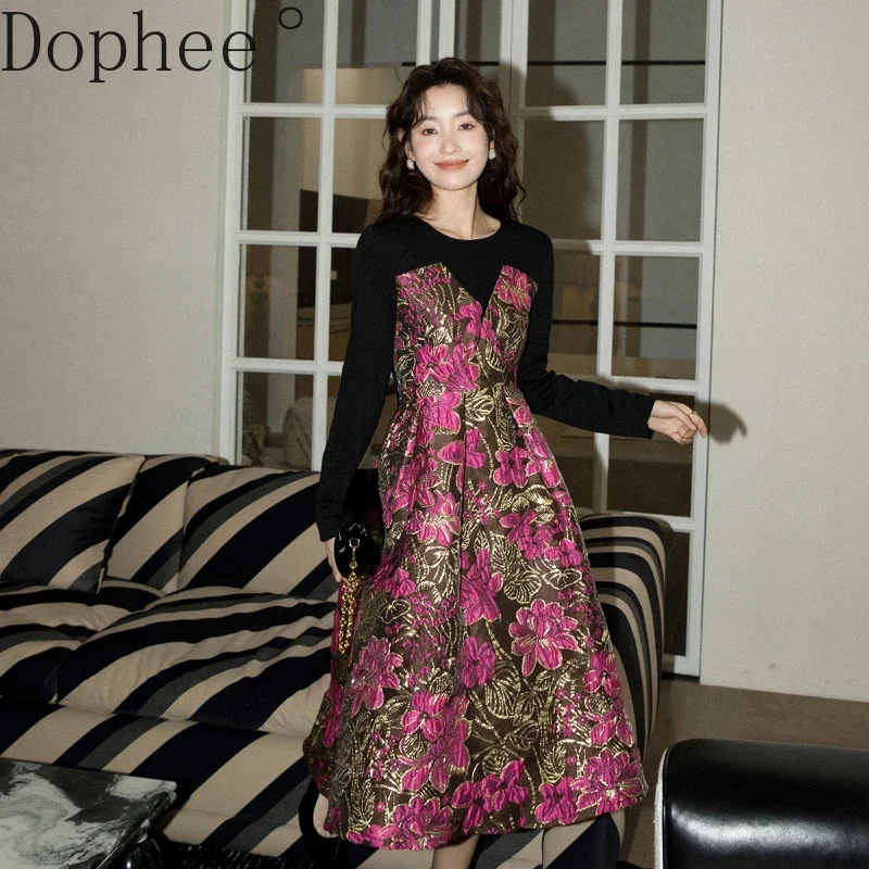 Colorblock Faux Two-piece Vintage Hepburn Jacquard Women Dresses 2025 New Spring Elegant O-neck Ultra Long Formal Dress Party
Colorblock Faux Two-piece Vintage Hepburn Jacquard Women Dresses 2025 New Spring Elegant O-neck Ultra Long Formal Dress Party