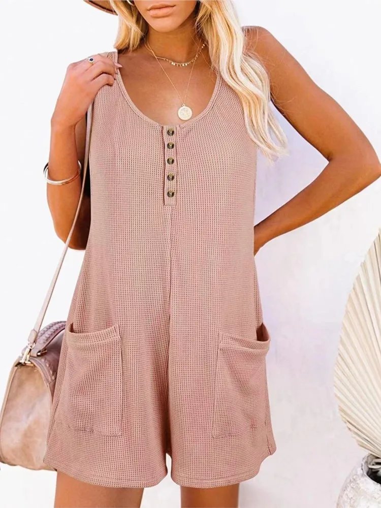 Summer Women Jumpsuit Solid Color Sleeveless V-neck Pocket Shorts Jumpsuits Female Casual Vintage Loose Ladies Jumpsuit 2025
Summer Women Jumpsuit Solid Color Sleeveless V-neck Pocket Shorts Jumpsuits Female Casual Vintage Loose Ladies Jumpsuit 2025