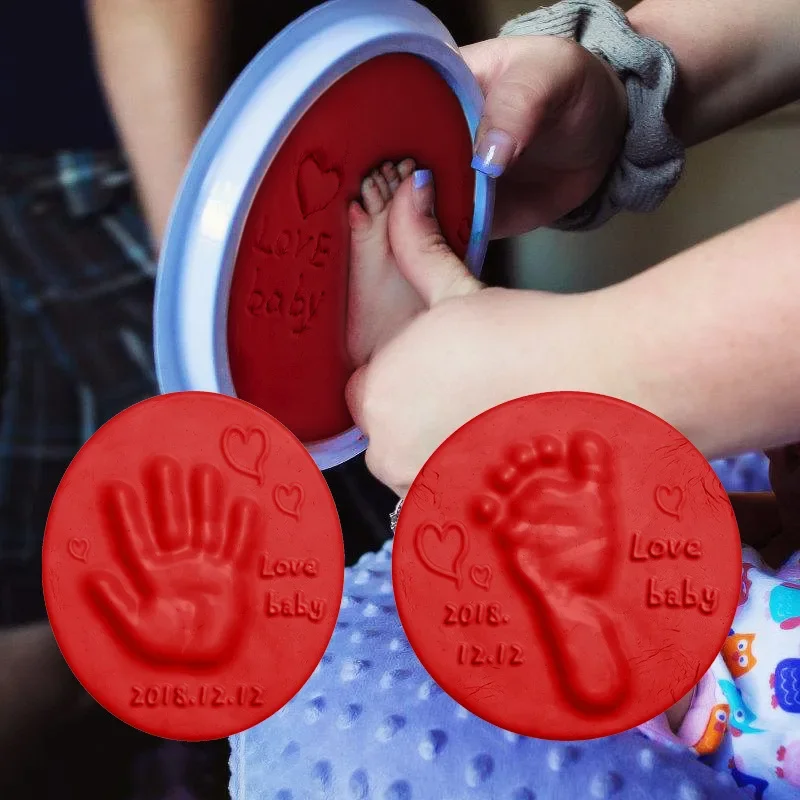 

2023 Baby Care Air Drying Soft Clay Baby Handprint Footprint Imprint Kit Casting Parent-child Hand Inkpad Fingerprint Kids Toys
