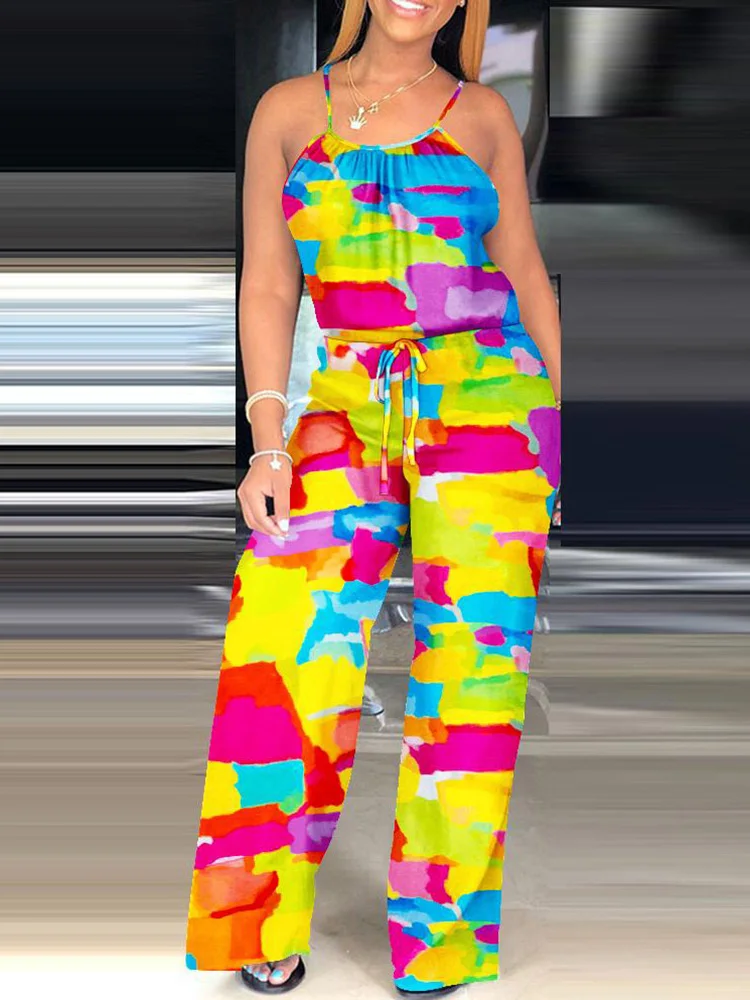Thin Shoulder Strap Patchwork Print Rompers 2023 Summer Casual Women Wide Leg Pants Elegant Femme Full Length Slim Fit Jumpsuits
Thin Shoulder Strap Patchwork Print Rompers 2023 Summer Casual Women Wide Leg Pants Elegant Femme Full Length Slim Fit Jumpsuits