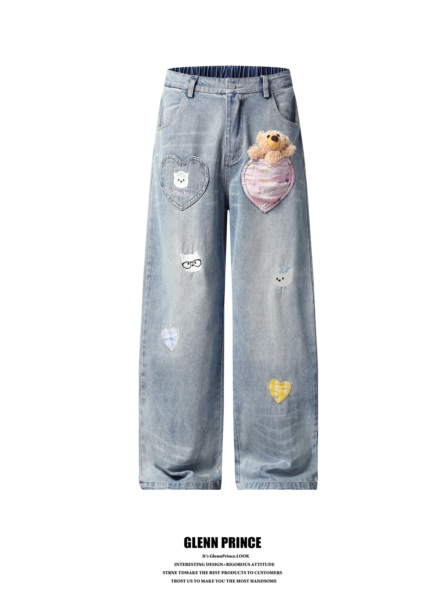 Cute 3D Bear Heart Embroidery Men's Lazy Style Design Wide Leg Jeans Youth Casual Cotton Polyester Blend Wear Resistant
Cute 3D Bear Heart Embroidery Men's Lazy Style Design Wide Leg Jeans Youth Casual Cotton Polyester Blend Wear Resistant