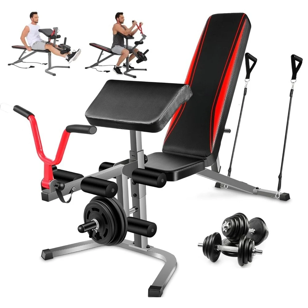Adjustable Weight Bench Set with Leg Extension & Leg Curl, 900LBS Incline/Decline/Flat Preacher Curl Bench, Customized
Adjustable Weight Bench Set with Leg Extension & Leg Curl, 900LBS Incline/Decline/Flat Preacher Curl Bench, Customized
