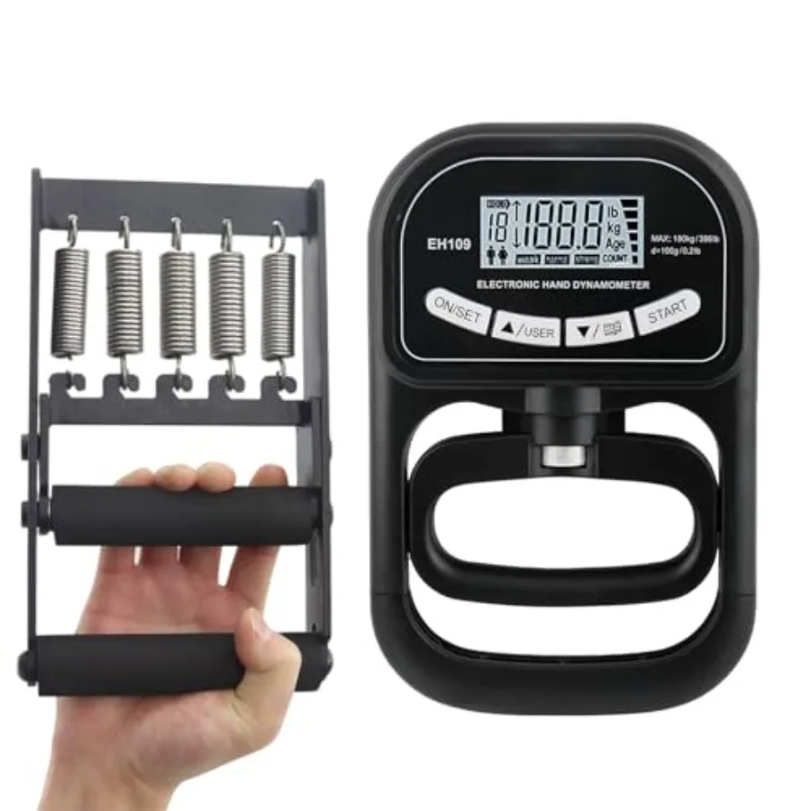 Набор для тренировки силы хвата - Электронный динамометр для рук 396 фунтов, цельнометаллический тренажер для укрепления хвата - Регулируемое сопротивление
Набор для тренировки силы хвата - Электронный динамометр для рук 396 фунтов, цельнометаллический тренажер для укрепления хвата - Регулируемое сопротивление