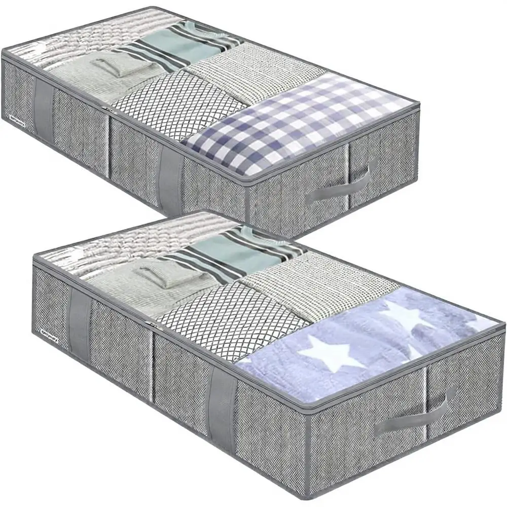 Dual Pack Breathable Underbed Storage Bags with Reinforced Handles, Sturdy Sides, and Strong Zippers in Herringbone Grey
Dual Pack Breathable Underbed Storage Bags with Reinforced Handles, Sturdy Sides, and Strong Zippers in Herringbone Grey