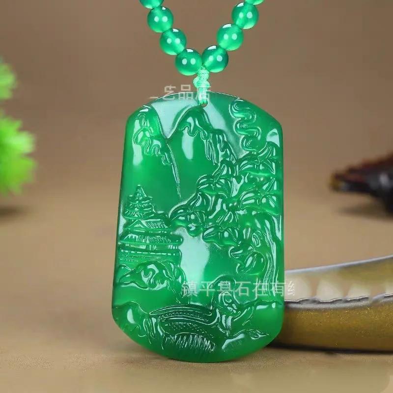 Excellent Home Ornament Green Agate Pendant Mascot Hangings Carven Landscap Amulet Bead ChainAgate Chain
Excellent Home Ornament Green Agate Pendant Mascot Hangings Carven Landscap Amulet Bead ChainAgate Chain
