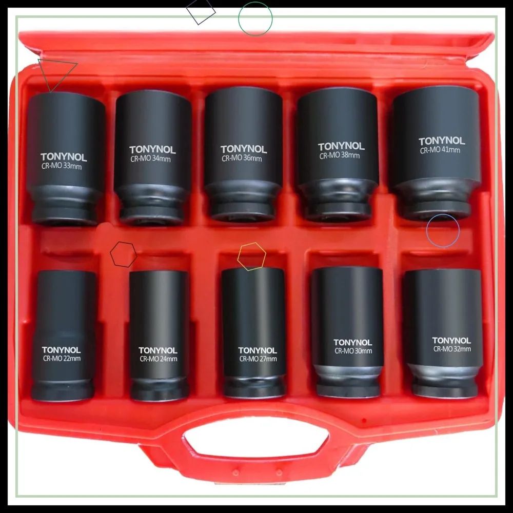 3/4 Inch Drive Deep Impact Socket Set, 10 Pcs, Metric 22-41mm, Cr-Mo Steel, Heavy Duty with Case
3/4 Inch Drive Deep Impact Socket Set, 10 Pcs, Metric 22-41mm, Cr-Mo Steel, Heavy Duty with Case