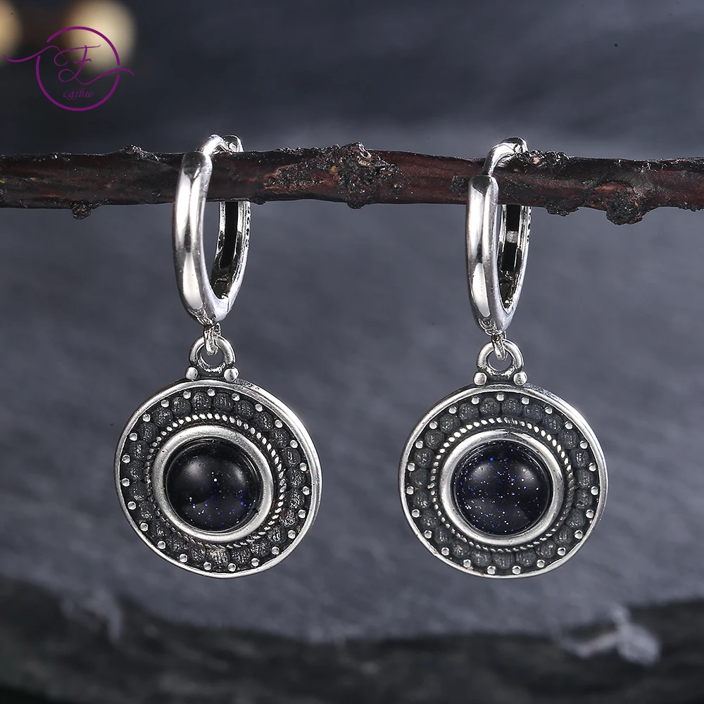 Natural Round Blue Sandstone Moonstone Silver Earrings Vintage Jewelry Anniversary Gift for Women Wedding Party Accessories
Natural Round Blue Sandstone Moonstone Silver Earrings Vintage Jewelry Anniversary Gift for Women Wedding Party Accessories
