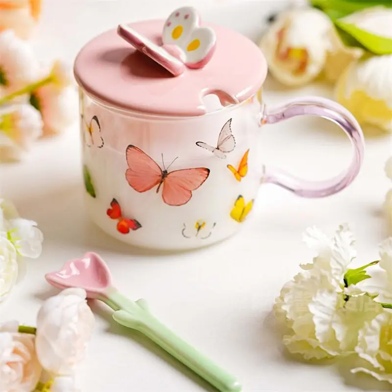 Butterfly Glass Cup High Temperature Resistant Water Cup for Girls with Lid and Spoon Breakfast Cup for Home Use High Beauty Mug
Butterfly Glass Cup High Temperature Resistant Water Cup for Girls with Lid and Spoon Breakfast Cup for Home Use High Beauty Mug