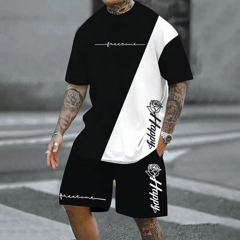 Men's Summer 3d Letter & Floral Printed Round Neck Short Sleeve Casual T-Shirt And Drawstring Waist Shorts Set Sportwear Clothes
Men's Summer 3d Letter & Floral Printed Round Neck Short Sleeve Casual T-Shirt And Drawstring Waist Shorts Set Sportwear Clothes