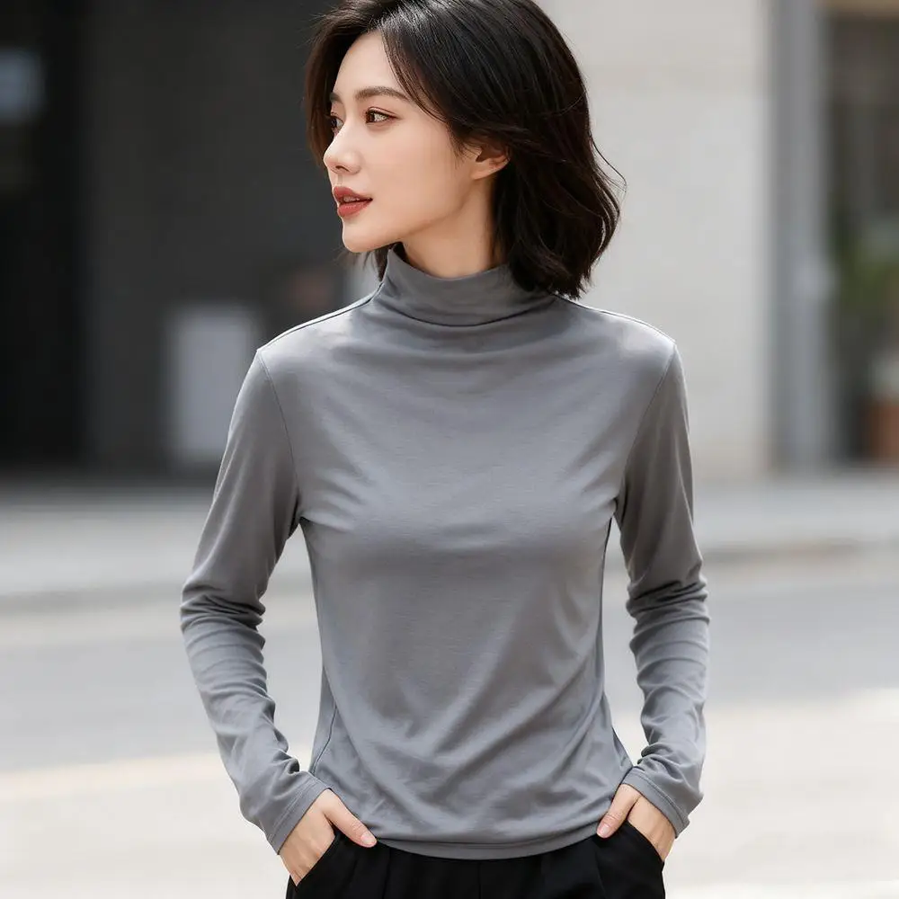 Bamboo Fiber High Neck Base Shirt Women's Spring New Long Sleeve Commute Style Other Fabric Shoulder Length Applicable Gender
Bamboo Fiber High Neck Base Shirt Women's Spring New Long Sleeve Commute Style Other Fabric Shoulder Length Applicable Gender