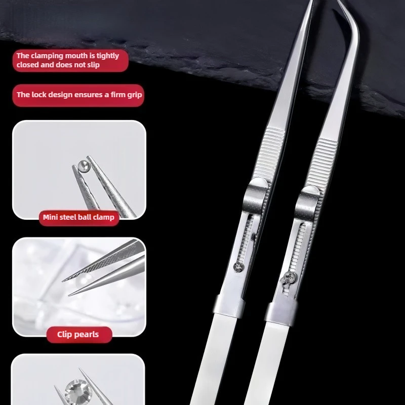 Professional Stainless Steel Tweezers - Adjustable Anti-Static with Slide Lock Clip ForDIY Crafts and Diamond Jewelry MakingTool
Professional Stainless Steel Tweezers - Adjustable Anti-Static with Slide Lock Clip ForDIY Crafts and Diamond Jewelry MakingTool
