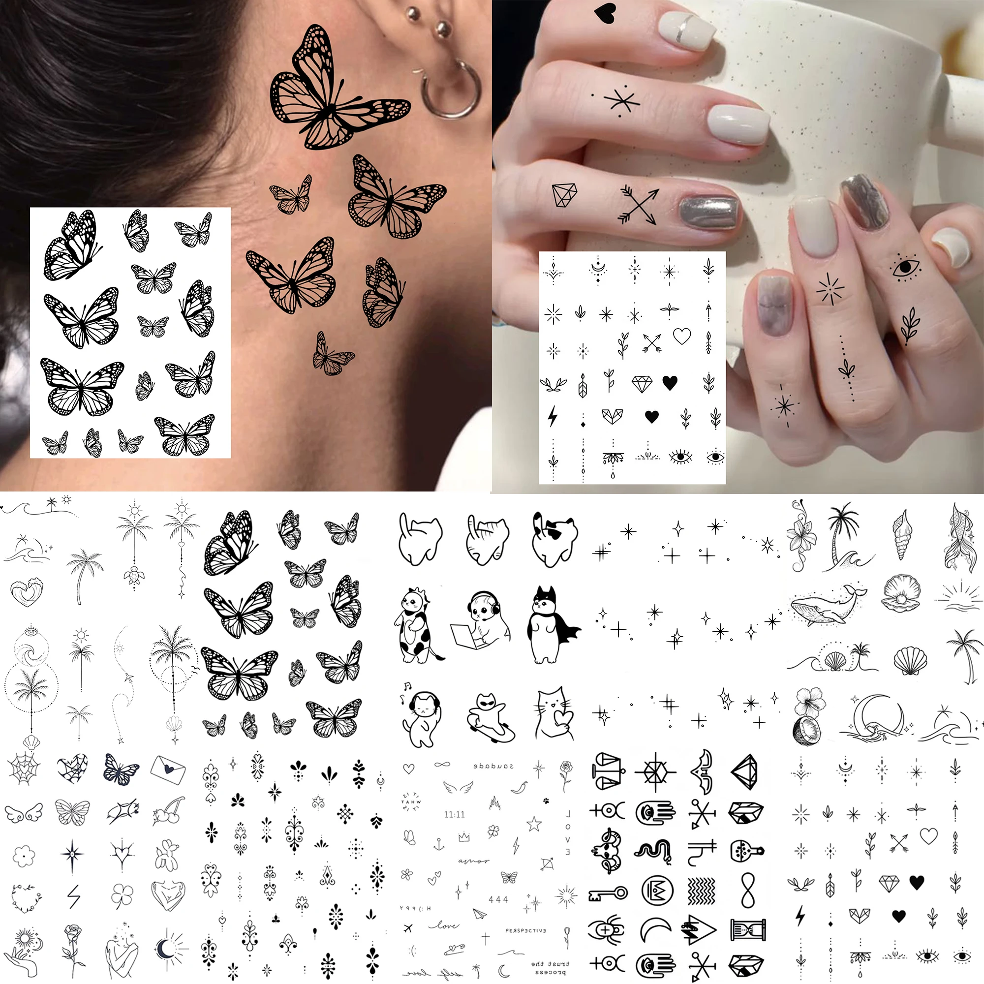 1 Sheet Butterfly Cat Whale Temporary Tattoos For Women Finger Neck, Fake Tattoo Stickers Long Lasting Realistic Tatoo Daily Use
1 Sheet Butterfly Cat Whale Temporary Tattoos For Women Finger Neck, Fake Tattoo Stickers Long Lasting Realistic Tatoo Daily Use