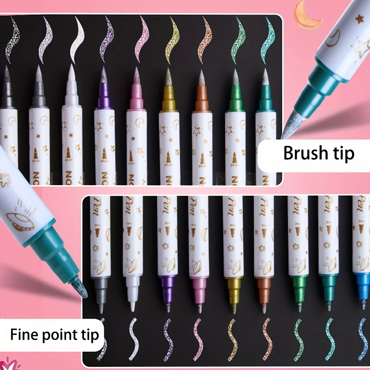 SHANDS 10pcs Dual Tip Metallic Glitter Markers - Fine & Brush Tips For Diy Albums, Scrapbooking, Crafts On Ceramic, Stone, Glass
SHANDS 10pcs Dual Tip Metallic Glitter Markers - Fine & Brush Tips For Diy Albums, Scrapbooking, Crafts On Ceramic, Stone, Glass