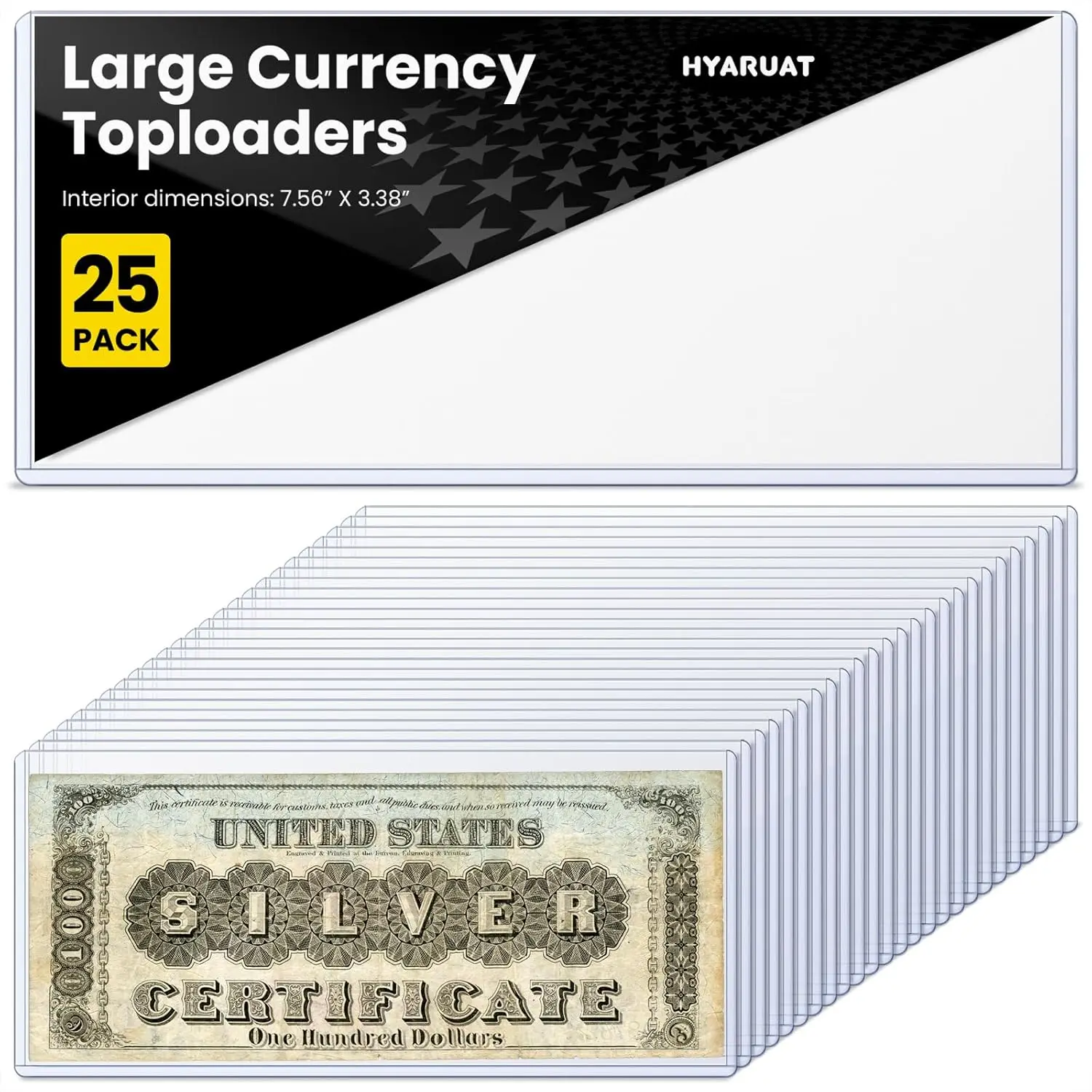 Large Currency Toploader for Dollar Bills, 25 Pack Durable Protective Sleeves for Collectibles
Large Currency Toploader for Dollar Bills, 25 Pack Durable Protective Sleeves for Collectibles