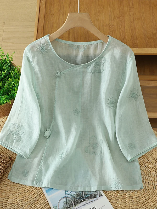 Women's Lightweight Cool Feeling round Neck Short Sleeve Linen Shirt Loose Fit Summer Casual Comfortable Breathable Top
Women's Lightweight Cool Feeling round Neck Short Sleeve Linen Shirt Loose Fit Summer Casual Comfortable Breathable Top