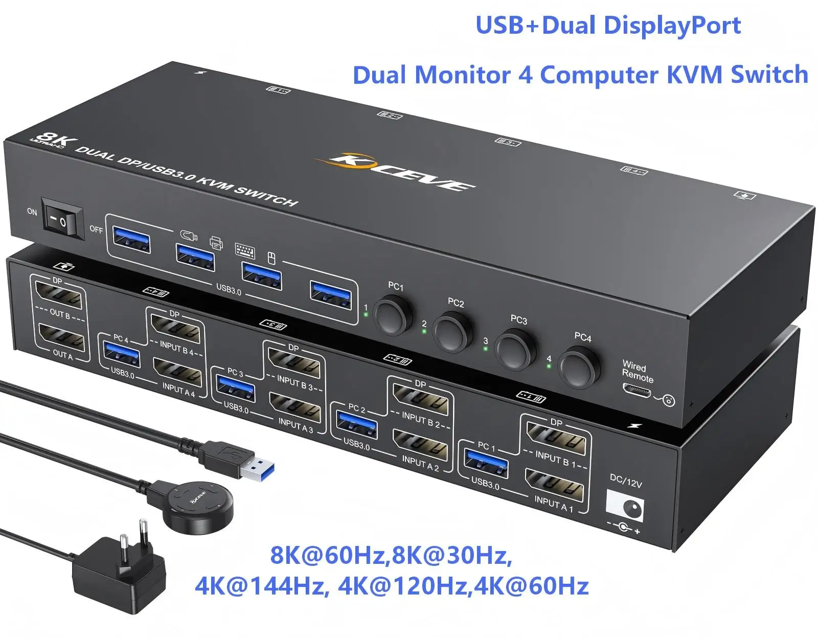 KVM-переключатель USB 3.0 для 2/3 мониторов и 4 компьютеров, DisplayPort HDMI KVM-переключатель с поддержкой 8K60Hz, 4K144Hz, 4K60Hz для совместного использования клавиатуры и мыши 4 ПК
KVM-переключатель USB 3.0 для 2/3 мониторов и 4 компьютеров, DisplayPort HDMI KVM-переключатель с поддержкой 8K60Hz, 4K144Hz, 4K60Hz для совместного использования клавиатуры и мыши 4 ПК