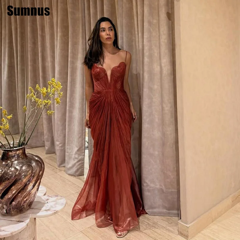Sumnus Charming Mermaid Evening Dresses Spaghetti Strap Pleats Ruched Maxi Prom Dress Sleeveless Party Dress Women Customized
Sumnus Charming Mermaid Evening Dresses Spaghetti Strap Pleats Ruched Maxi Prom Dress Sleeveless Party Dress Women Customized