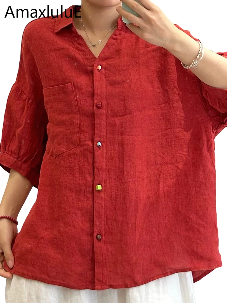 Amax LuluE 2026 Korean Design Fashion Loose Tops Ladies Summer Leisure Soild Shirts Womens Vintage Elegant Cotton Linen Blouses
Amax LuluE 2026 Korean Design Fashion Loose Tops Ladies Summer Leisure Soild Shirts Womens Vintage Elegant Cotton Linen Blouses