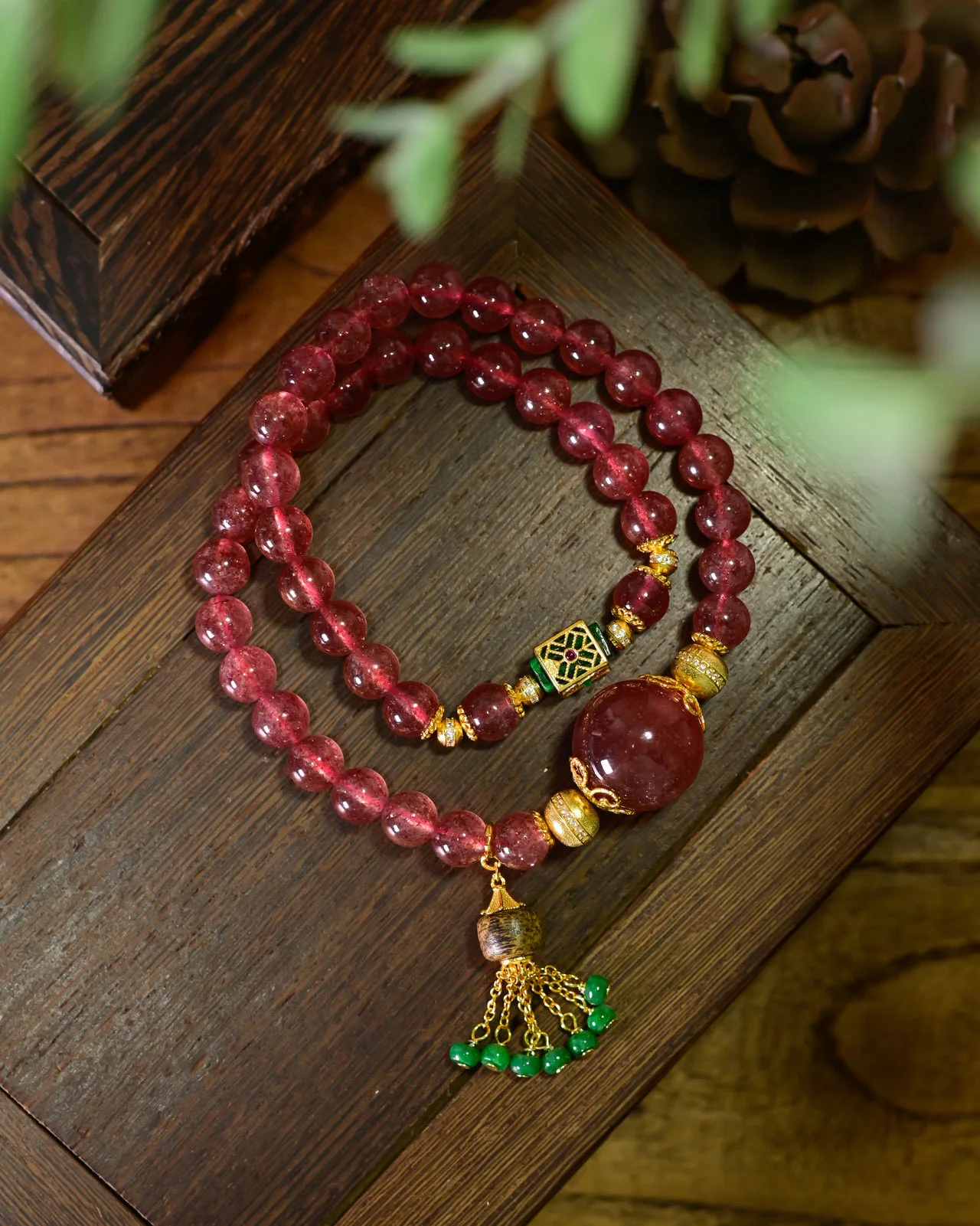Natural Strawberry Quartz & Grade A Jadeite Bracelet - Intense Emerald Green Square Beads with Pigeon Blood Red Crystal Jewelry
Natural Strawberry Quartz & Grade A Jadeite Bracelet - Intense Emerald Green Square Beads with Pigeon Blood Red Crystal Jewelry