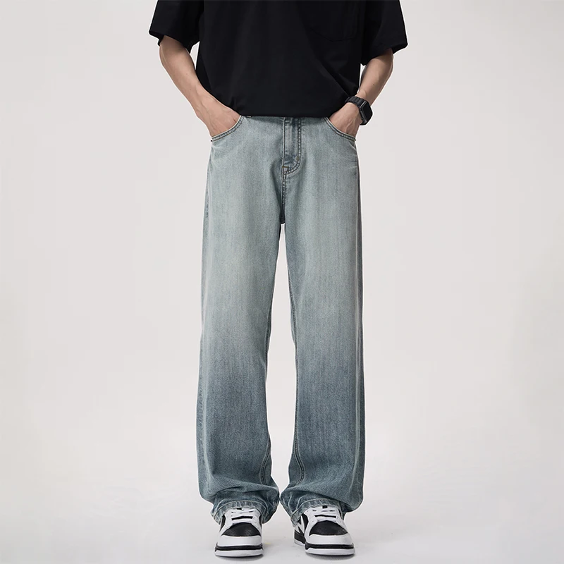 Wide Leg Jeans Men Gradient Washed Retro Blue Lyocell Jeans Stretchy Summer Loose Straight Streetwear Male Casual Trousers
Wide Leg Jeans Men Gradient Washed Retro Blue Lyocell Jeans Stretchy Summer Loose Straight Streetwear Male Casual Trousers
