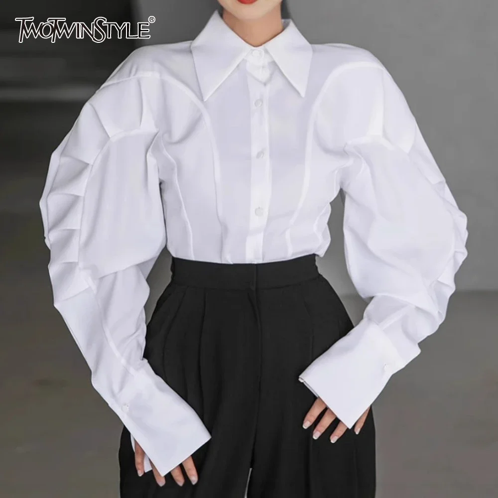 WOTWINSTYLE Solid Slimming Loose Shirts for Women Lapel Long Sleeve Temperament Minimalist Blouse Female Fashion Style New
WOTWINSTYLE Solid Slimming Loose Shirts for Women Lapel Long Sleeve Temperament Minimalist Blouse Female Fashion Style New