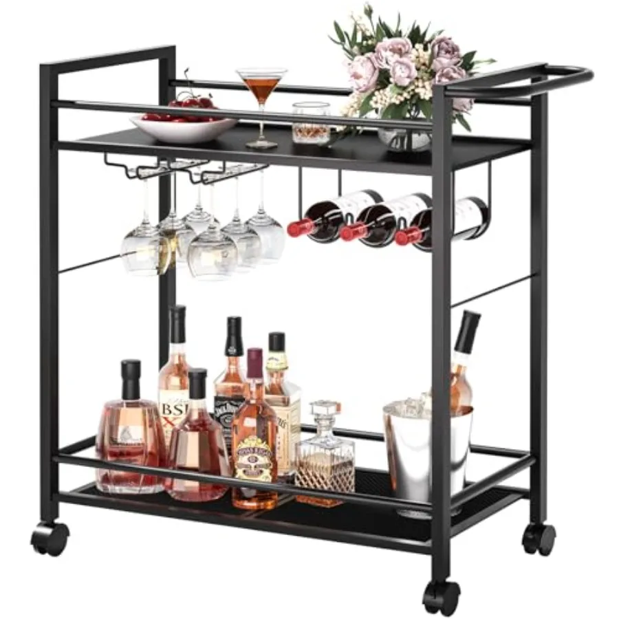 Bar Cart, Home Bar Serving Cart with Storage Shelves, 2 Tier Rolling Beverage Cart with Wheels, Modern Wine Cart with Wine Rack
Bar Cart, Home Bar Serving Cart with Storage Shelves, 2 Tier Rolling Beverage Cart with Wheels, Modern Wine Cart with Wine Rack