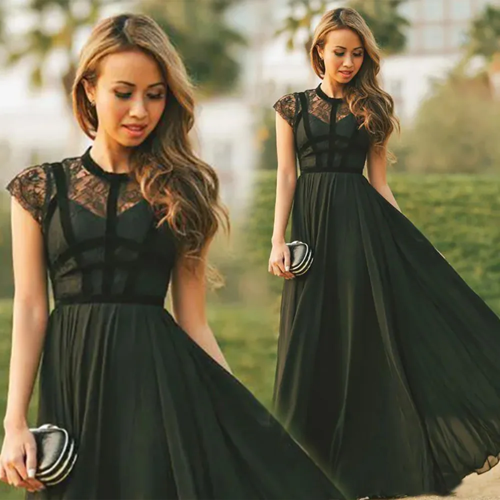 New Black A Line Prom Party Gown Jewel With Short Sleeves Floor-Length Lace Chiffon long Plus Size Illusion Custom
New Black A Line Prom Party Gown Jewel With Short Sleeves Floor-Length Lace Chiffon long Plus Size Illusion Custom