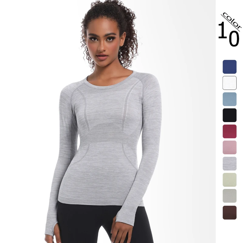 Quick-drying long-sleeved women's sports running fitness breathable seamless integrated long yoga clothes top Quick-drying breat
Quick-drying long-sleeved women's sports running fitness breathable seamless integrated long yoga clothes top Quick-drying breat
