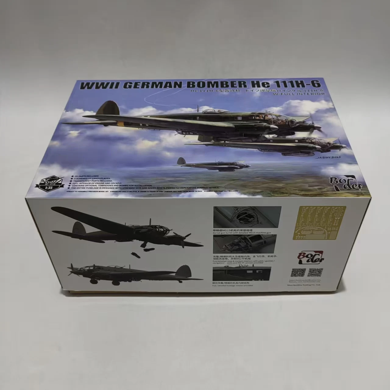 BF-018 Border 1/35 WWII German Bomber He 111H-6 Full Interior Military Model Kit
BF-018 Border 1/35 WWII German Bomber He 111H-6 Full Interior Military Model Kit