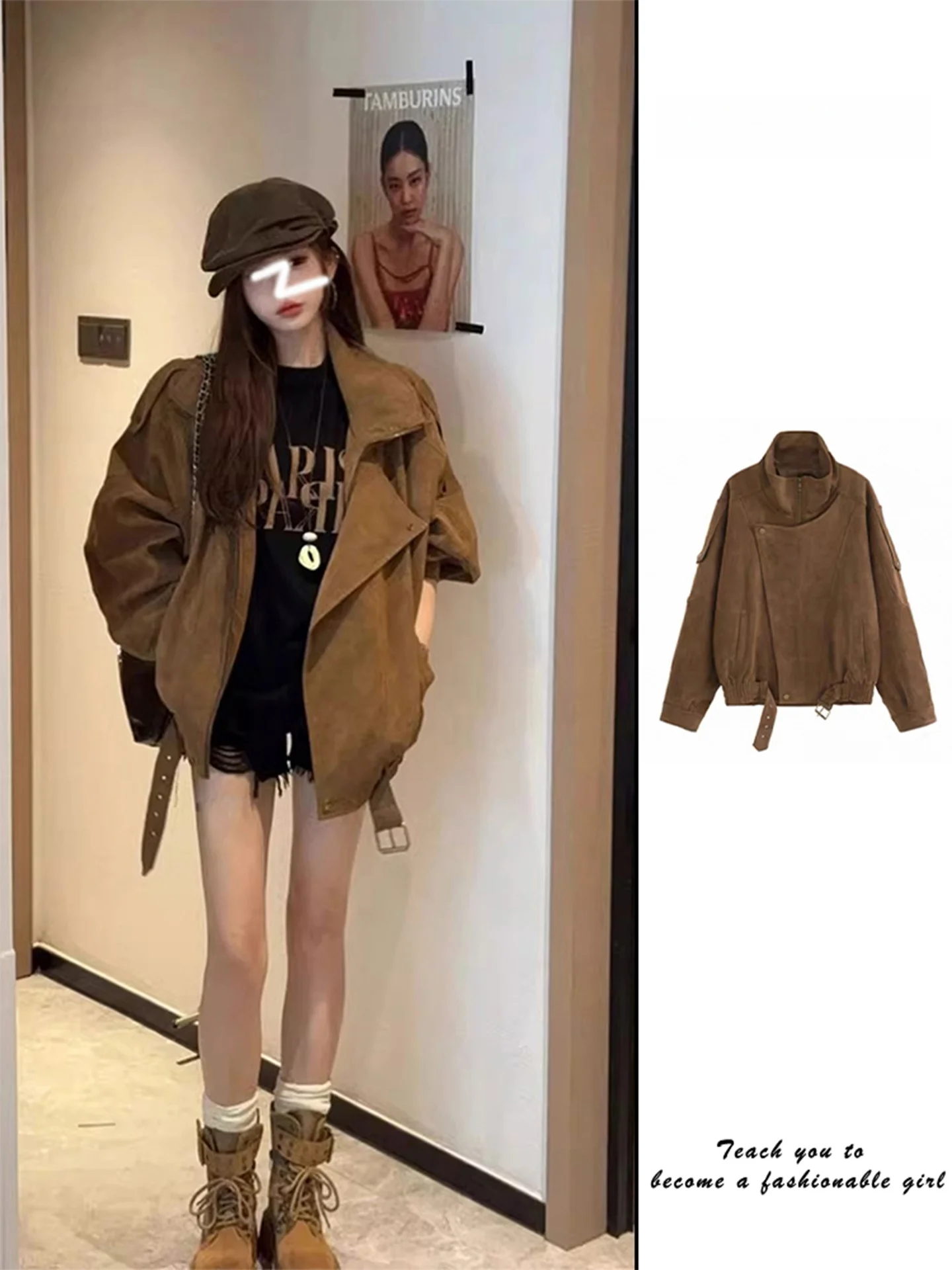 Retro Coffee Brown Mermaid Suede Motorcycle Jacket Women's Spring Autumn New Style Workwear Leather Jacket Top Trendy
Retro Coffee Brown Mermaid Suede Motorcycle Jacket Women's Spring Autumn New Style Workwear Leather Jacket Top Trendy