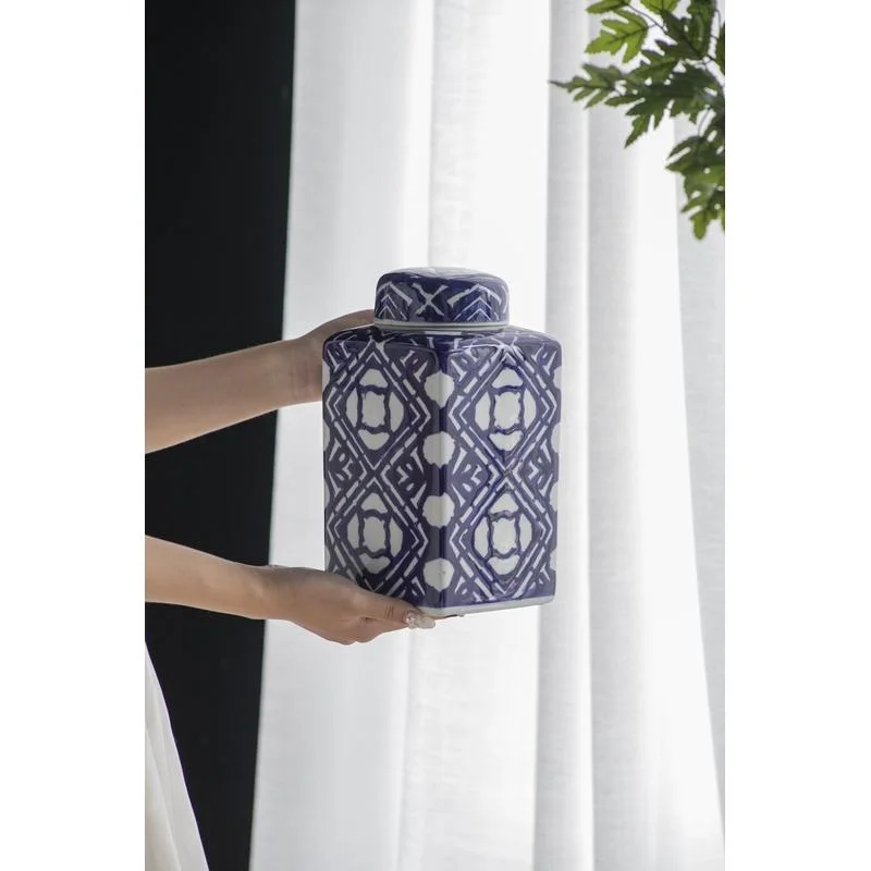 5.3x5.3x10 Inch Blue White Square Lid Jar
5.3x5.3x10 Inch Blue White Square Lid Jar