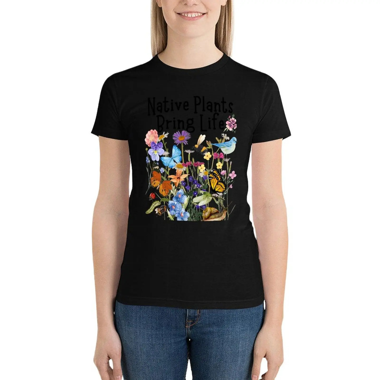 Native Plants Bring Life Colorful Pollinator Design T-Shirt animal print shirt for girls sports fans workout shirts for Women
Native Plants Bring Life Colorful Pollinator Design T-Shirt animal print shirt for girls sports fans workout shirts for Women