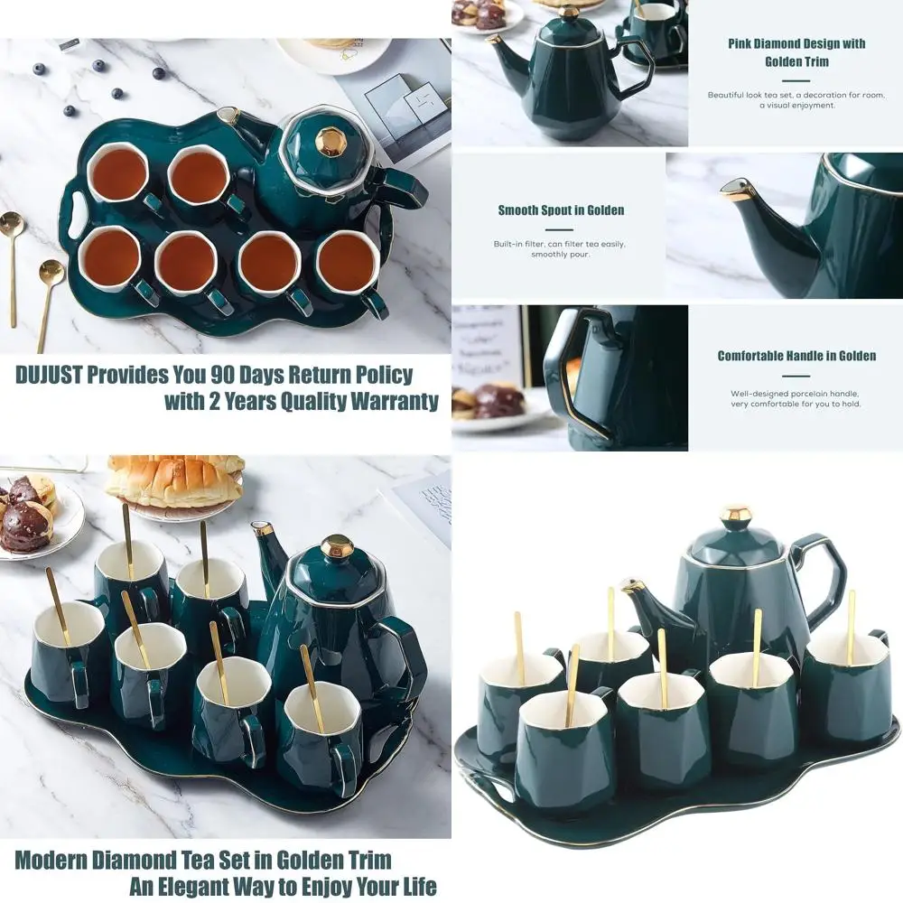 Современный ромбовидный зеленый чай/кофейный сервиз на 6 человек с подносом, золотой окантовкой, шикарным фарфоровым декором, чайник в китайском стиле, готовый к подарку
Современный ромбовидный зеленый чай/кофейный сервиз на 6 человек с подносом, золотой окантовкой, шикарным фарфоровым декором, чайник в китайском стиле, готовый к подарку