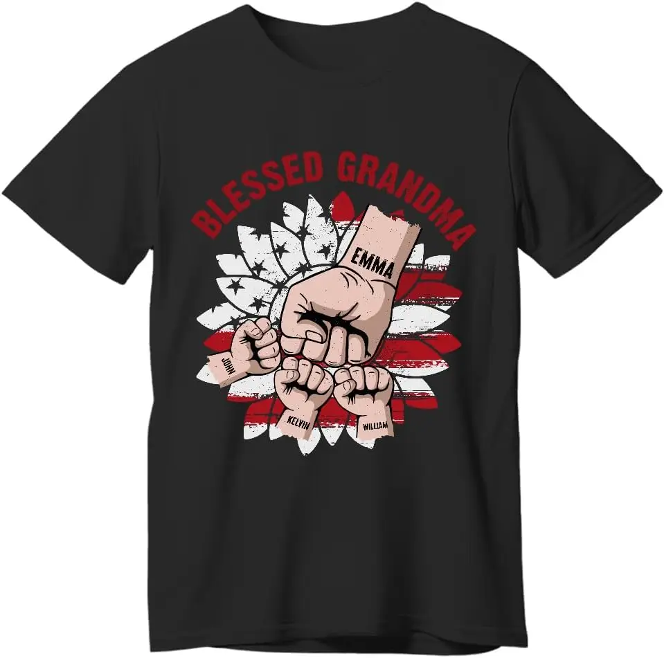 Grandma Gifts, Blessed Grandma Fist Bump Hands with Multi Grandkids Flag Leopard, Personalized T-Shirt, Gifts for Nana Women
Grandma Gifts, Blessed Grandma Fist Bump Hands with Multi Grandkids Flag Leopard, Personalized T-Shirt, Gifts for Nana Women