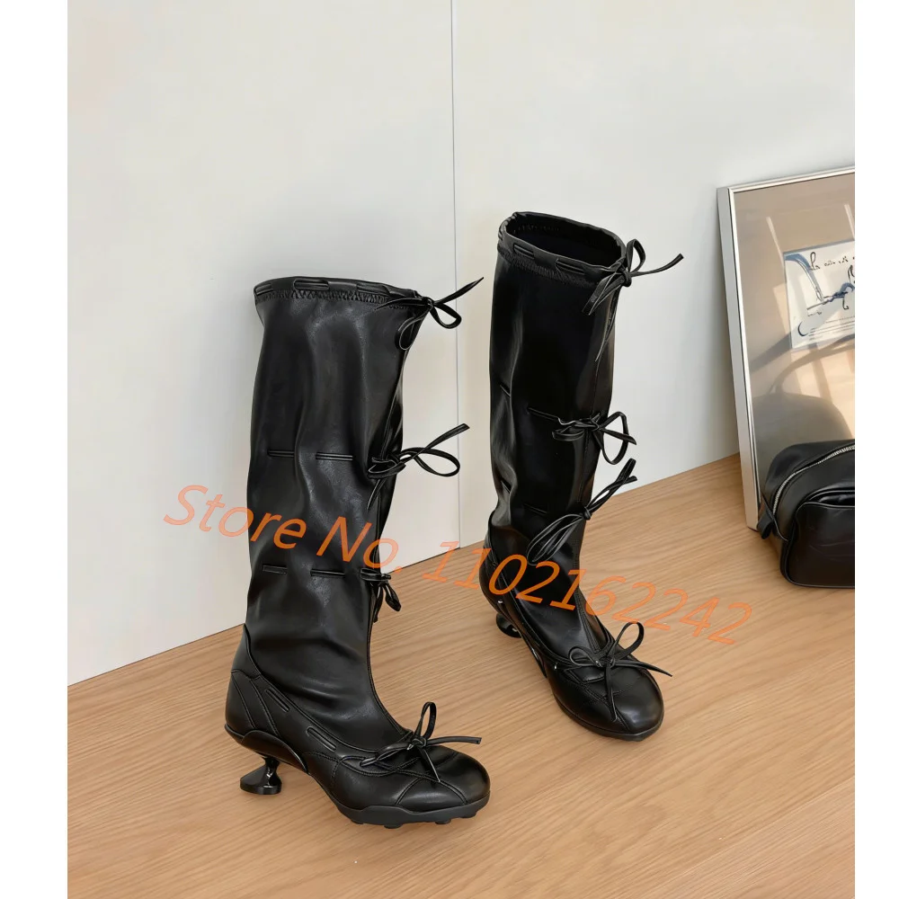 Bow-Tie Ballet Knee-High Boots Women'S Round-Toe Low-Heeled Leather Stretch Boots Fashion Runway Summer Modern Women'S Boots 46
Bow-Tie Ballet Knee-High Boots Women'S Round-Toe Low-Heeled Leather Stretch Boots Fashion Runway Summer Modern Women'S Boots 46