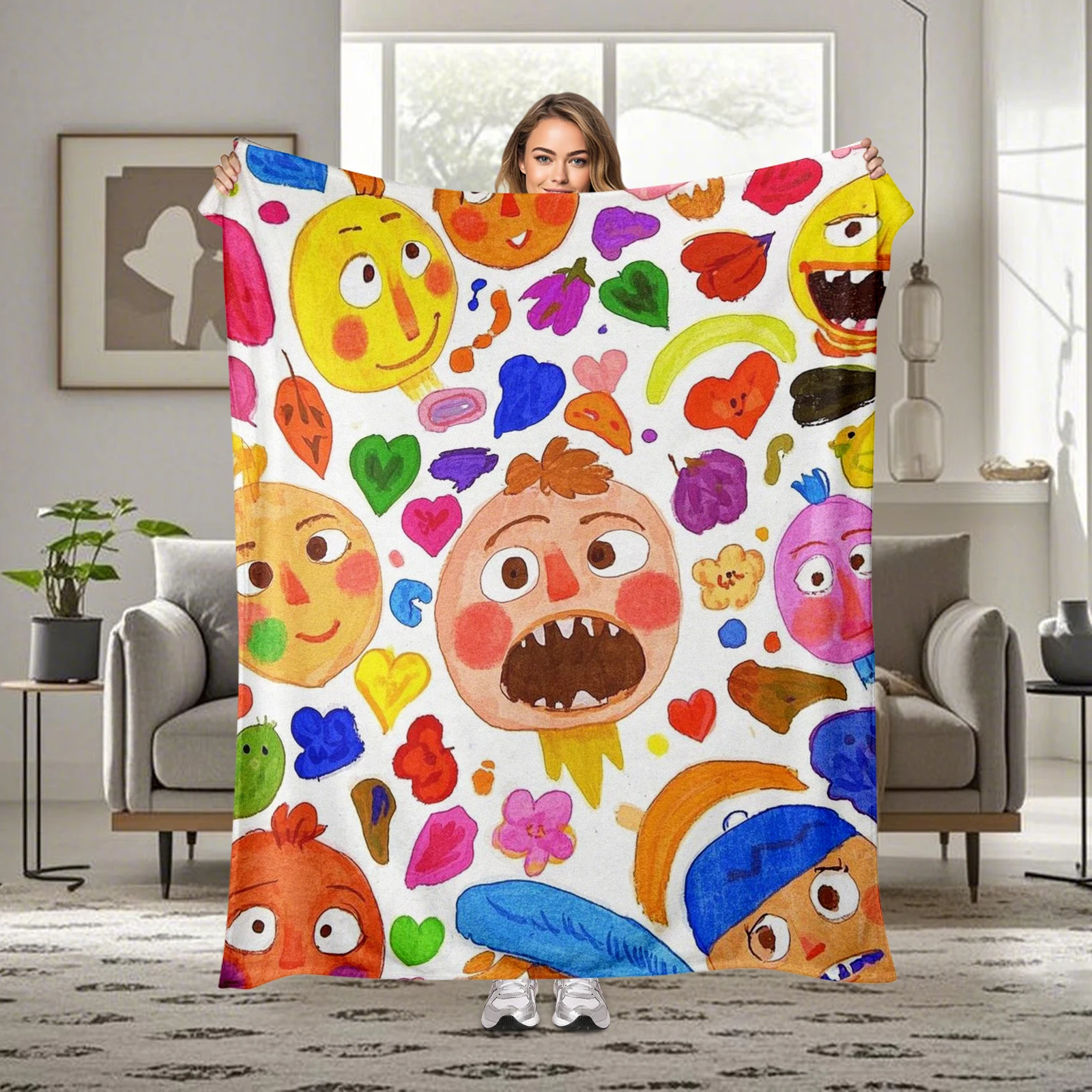 Loving Hearts And Playful Figures Design Blanket A Special Present For Family And Friends
Loving Hearts And Playful Figures Design Blanket A Special Present For Family And Friends