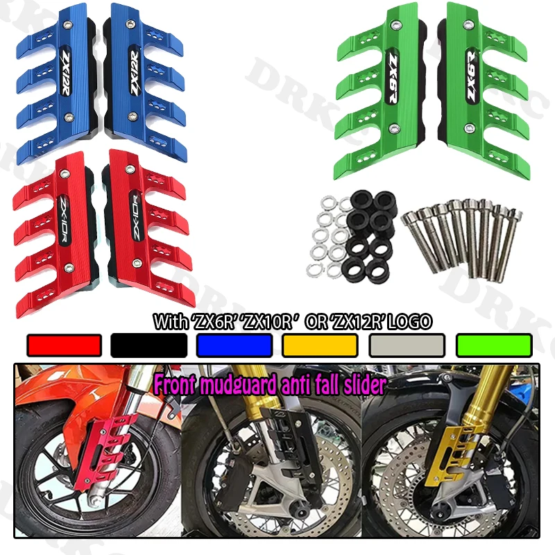 For Kawasaki ZX6R 636 ZX10R ZX12R Motorcycle Mudguard Front Fork Protector Guard Block Front Fender Anti-fall Slider Accessories
For Kawasaki ZX6R 636 ZX10R ZX12R Motorcycle Mudguard Front Fork Protector Guard Block Front Fender Anti-fall Slider Accessories
