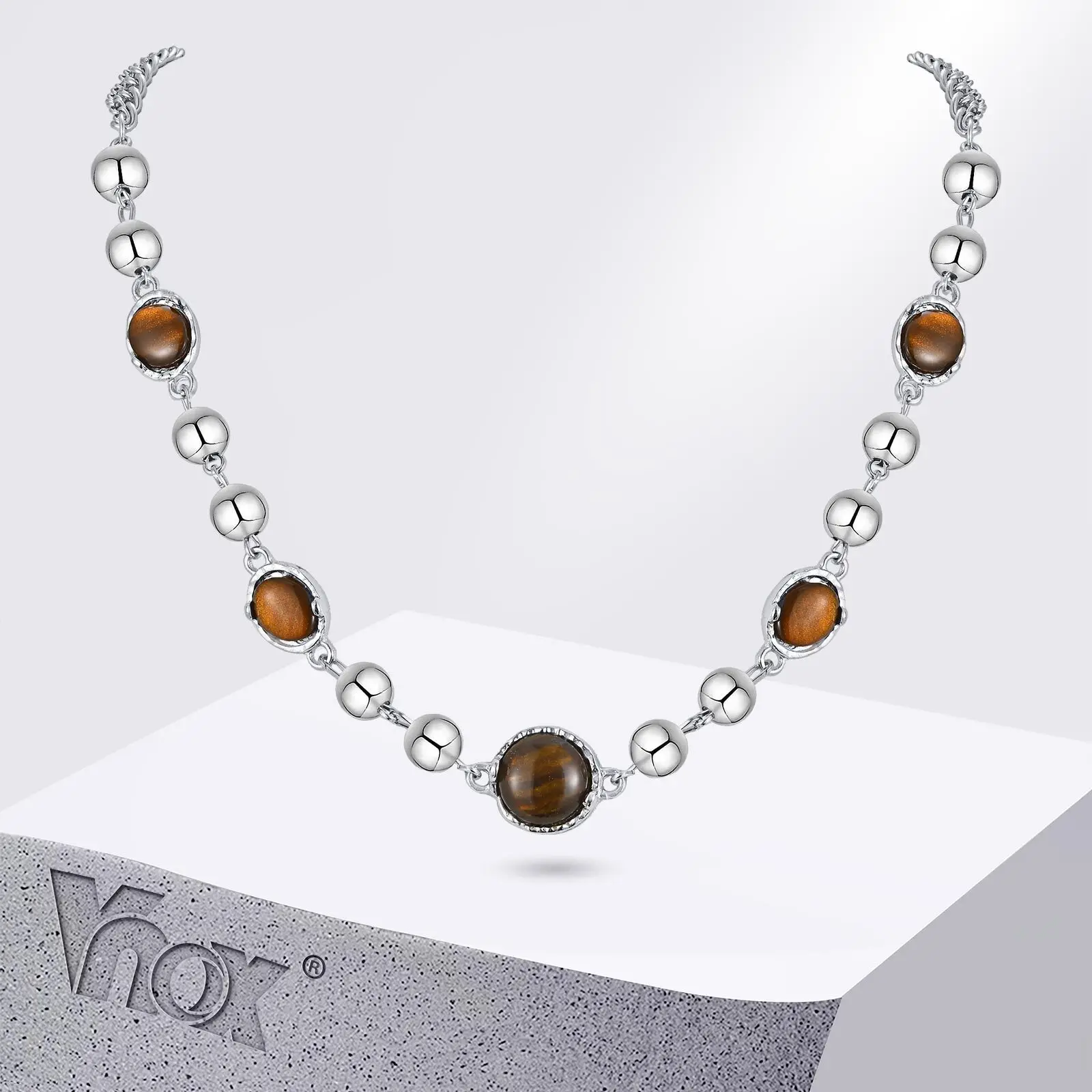 Vnox Aesthetic Tiger Eye Stone Beaded Chain Necklaces, Personality Men Women Chokers,Fashion Clavicle Chain
Vnox Aesthetic Tiger Eye Stone Beaded Chain Necklaces, Personality Men Women Chokers,Fashion Clavicle Chain