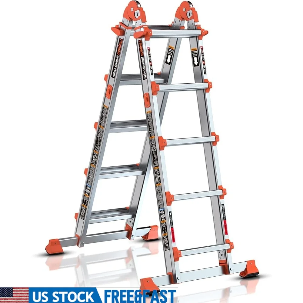 5 Step Folding Ladder Multi Position Extension Ladder Anti-Slip 17 Ft Lightweight Aluminum Alloy Portable A Frame Ladder 330 lbs
5 Step Folding Ladder Multi Position Extension Ladder Anti-Slip 17 Ft Lightweight Aluminum Alloy Portable A Frame Ladder 330 lbs
