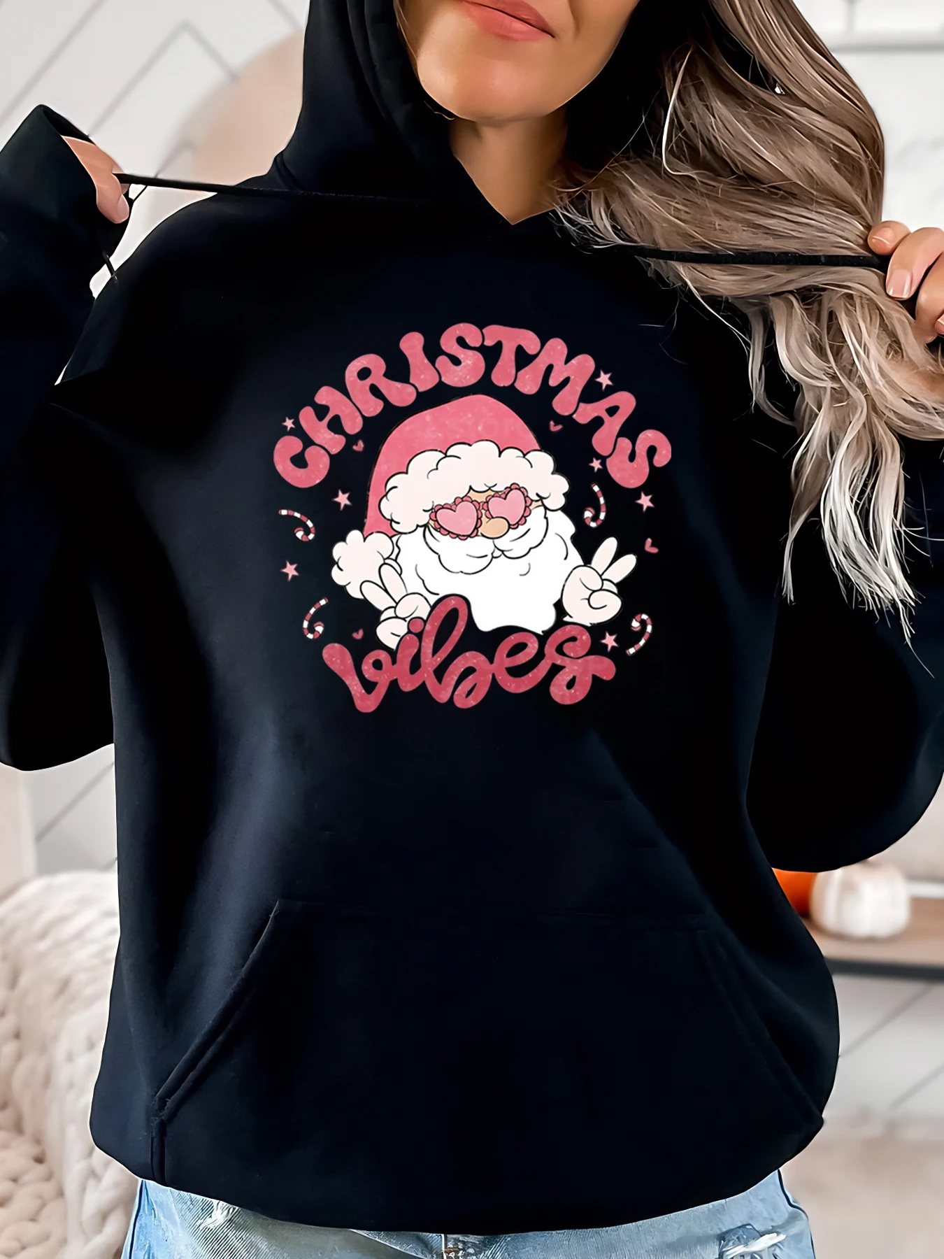 Рождественская толстовка с принтом Санта-Клауса, праздничная женская повседневная одежда, черная, больших размеров
Рождественская толстовка с принтом Санта-Клауса, праздничная женская повседневная одежда, черная, больших размеров