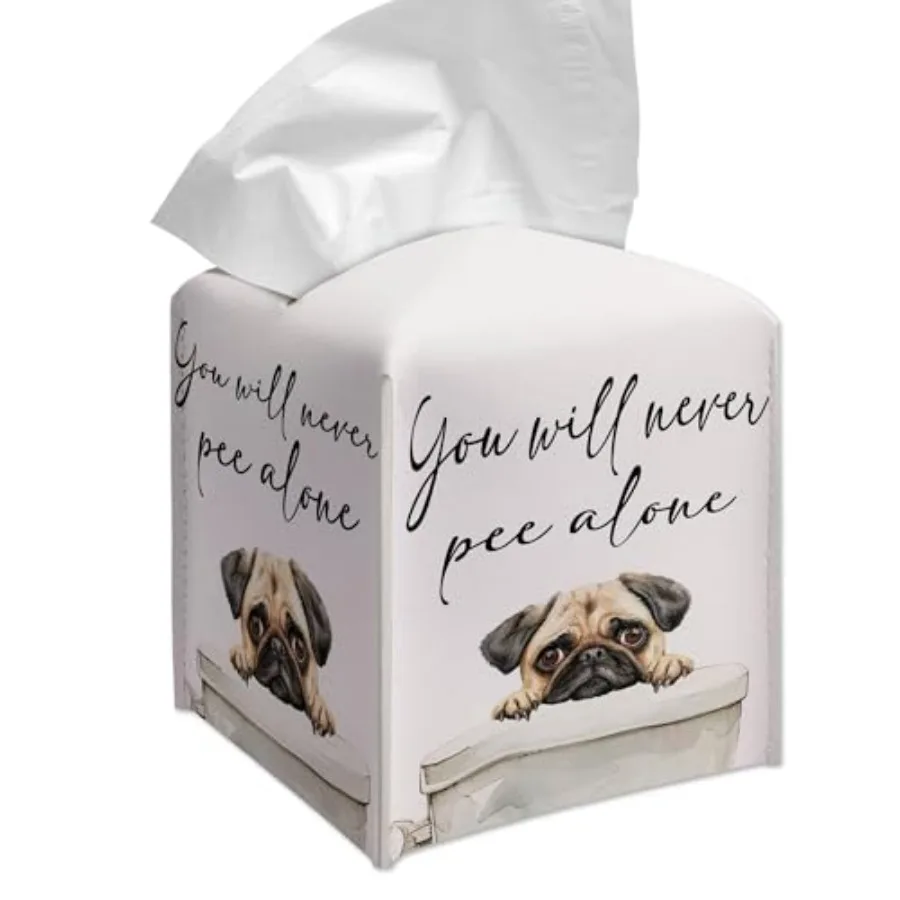 Cute Pug Dog Bathroom Tissue Box Cover Square, You Will Never Pee Alone Sign Cube Decorative Tissue Box Cover for Home Bathroom
Cute Pug Dog Bathroom Tissue Box Cover Square, You Will Never Pee Alone Sign Cube Decorative Tissue Box Cover for Home Bathroom