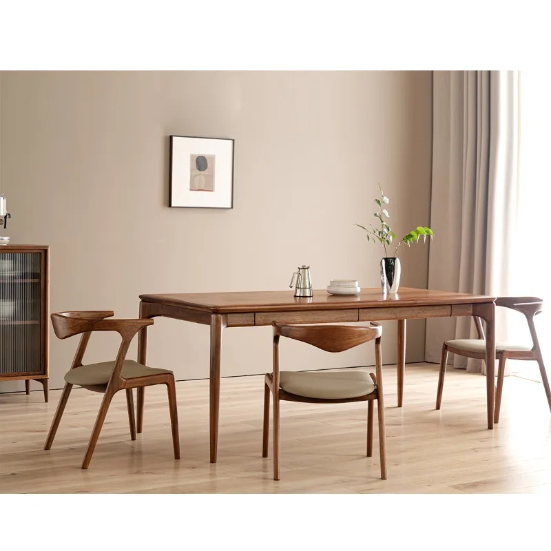 Solid wood chair backrest with armrests Nordic cowhide black walnut modern tea chair home
Solid wood chair backrest with armrests Nordic cowhide black walnut modern tea chair home