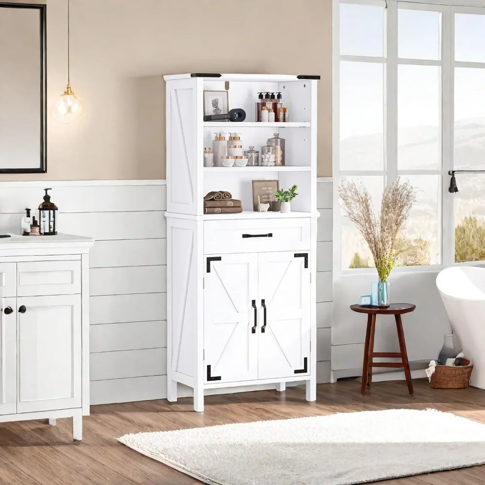 Tall Storage Cabinet Bathroom Cabinet, Storage Cabinet with Doors and Shelves for Bathroom, White Storage Cabinet Floor
Tall Storage Cabinet Bathroom Cabinet, Storage Cabinet with Doors and Shelves for Bathroom, White Storage Cabinet Floor