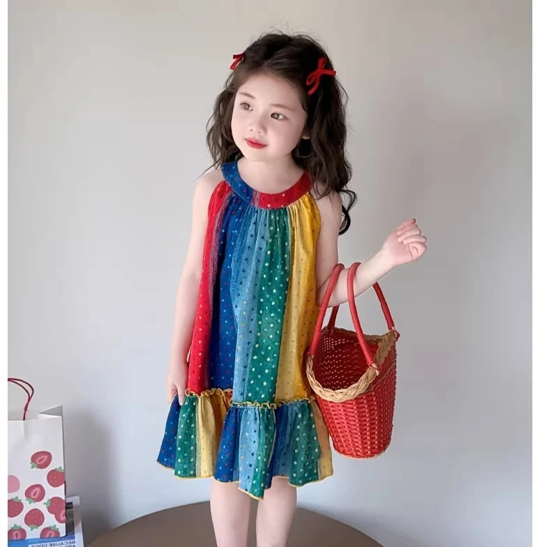 Girls Dress 2026 Spring and Summer New Childrens Clothing Korean Girl Baby Fashion Rainbow Sleeveless Color Collision Sundress
Girls Dress 2026 Spring and Summer New Childrens Clothing Korean Girl Baby Fashion Rainbow Sleeveless Color Collision Sundress