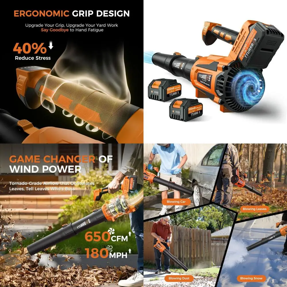 Аккумуляторная воздуходувка для листьев — 650CFM с 6-скоростным управлением, бесщеточным двигателем, 2 аккумуляторами емкостью 5,0 Ач и быстром зарядным устройством для газона, двора и па
Аккумуляторная воздуходувка для листьев — 650CFM с 6-скоростным управлением, бесщеточным двигателем, 2 аккумуляторами емкостью 5,0 Ач и быстром зарядным устройством для газона, двора и па