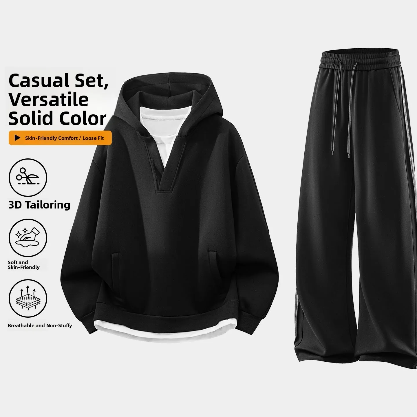 Повседневный осенний комплект из 60% хлопка и 40% полиэстера: мужская одежда с длинными рукавами и брюками из махровой ткани – удобный, дышащий, модный
Повседневный осенний комплект из 60% хлопка и 40% полиэстера: мужская одежда с длинными рукавами и брюками из махровой ткани – удобный, дышащий, модный