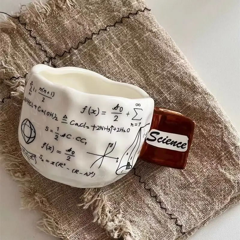Gift For Physics Chemistry and Math Teacher Science Formula Pattern Coffee Mug Ceramic Cups With Handle Handmade Irregular Cup