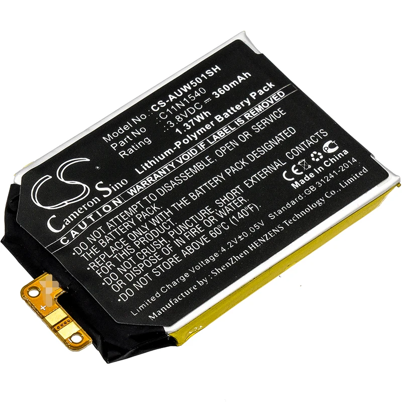 3.8V 360mAh CS-AUW501SH Smartwatch Battery C11N1540, 0B200-01630100 for Asus ZenWatch 2 WI501QF, WI501Q, WI501QF +TOOLS KIT
3.8V 360mAh CS-AUW501SH Smartwatch Battery C11N1540, 0B200-01630100 for Asus ZenWatch 2 WI501QF, WI501Q, WI501QF +TOOLS KIT