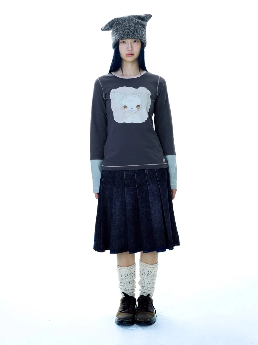 Длинная футболка с милым кукольным принтом, женская винтажная японская футболка для похудения, цветная блузка, универсальный топ, дышащий, приятный для кожи
Длинная футболка с милым кукольным принтом, женская винтажная японская футболка для похудения, цветная блузка, универсальный топ, дышащий, приятный для кожи