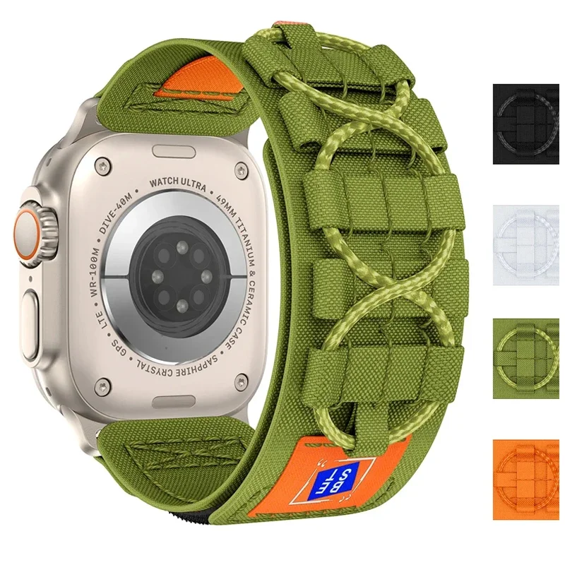 Ремешок нейлоновый для Apple Watch Ultra 2 Series 9 8 7 6 SE 5 4, тактический спортивный браслет для iwatch 49 45 44 42 мм 40 41 38
Ремешок нейлоновый для Apple Watch Ultra 2 Series 9 8 7 6 SE 5 4, тактический спортивный браслет для iwatch 49 45 44 42 мм 40 41 38